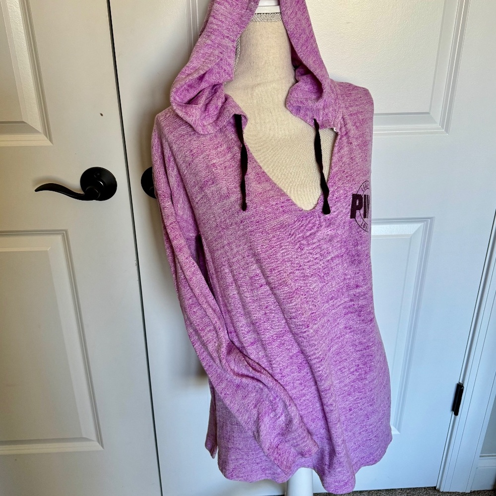Victoria's Secret Vintage Rare Older Medium Purple PINK Hoodie Marble V-Neck and
